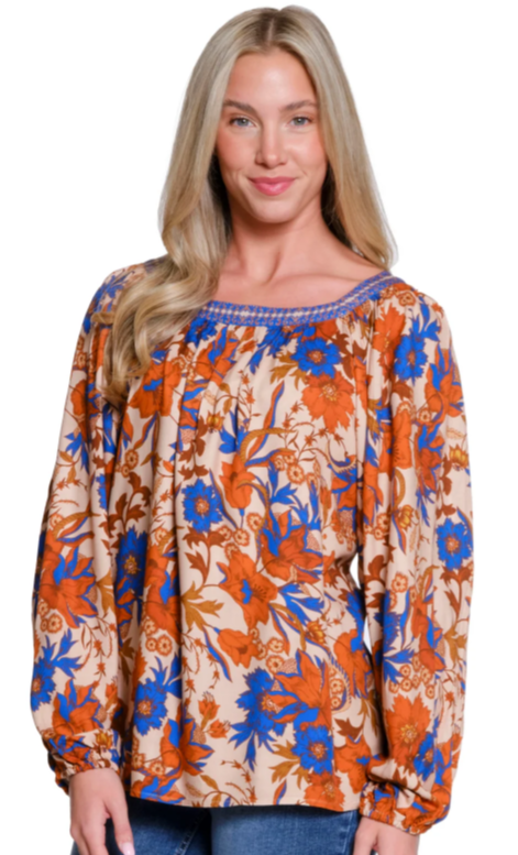 Multi Square Neck Peasant Top