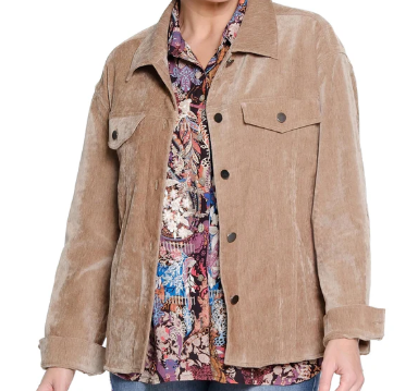 Stretch Velveteen Shirt Jacket