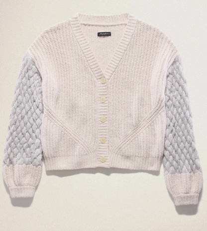Cream Combo Brielle Mixed Stitch Cardigan