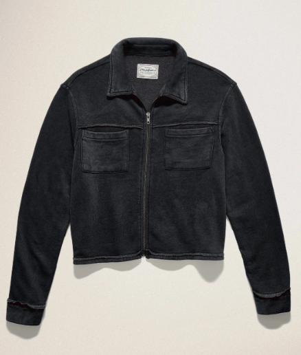 Washed Black Charlotte Zip Front Terry Jacket