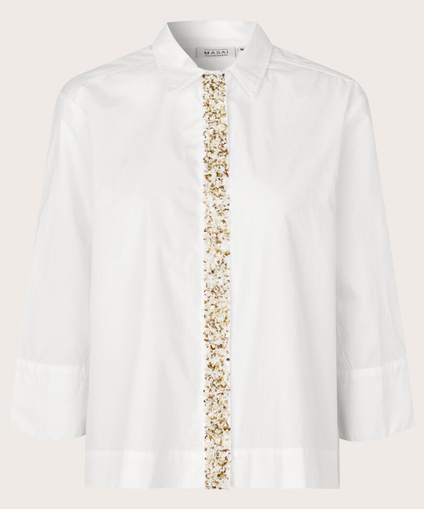 Malvesonna White Beaded Sparkle Blouse