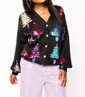 Black Color Block Trees Cardigan
