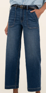 Reflective Charlotte High Rise Wide Leg Pork Chop Wide Hem