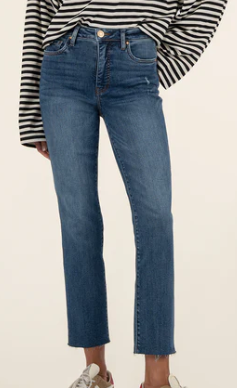 Intuition Reese High Rise Ankle Straight Raw Hem Pant