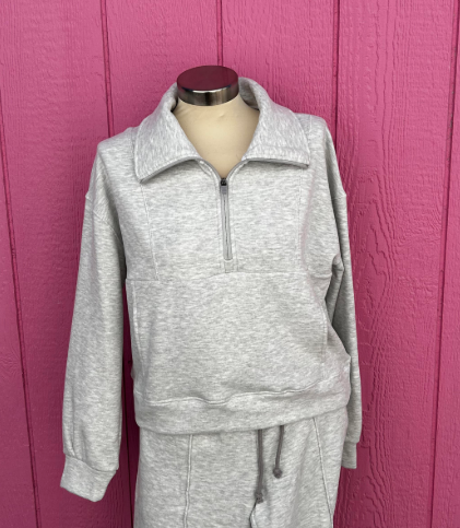 Grey Super Soft Plush 1/2 Zip
