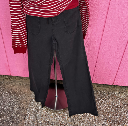 Black Bluffton Wide Leg Pull On Pant