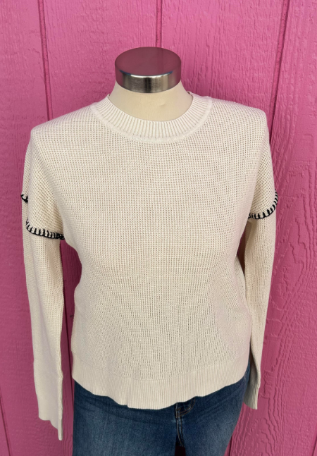 Cream Sutton Whip Stitch Crew Neck