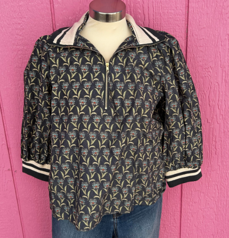 Midnight 1/2 Zip Floral Shirt