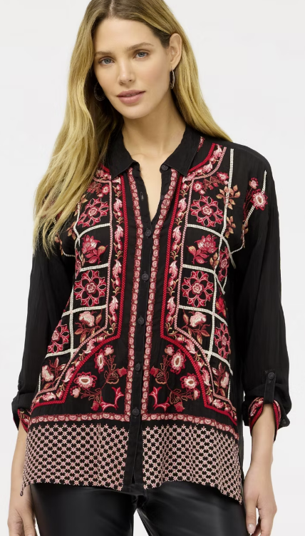 Black Slim Audrey Collared Shirt