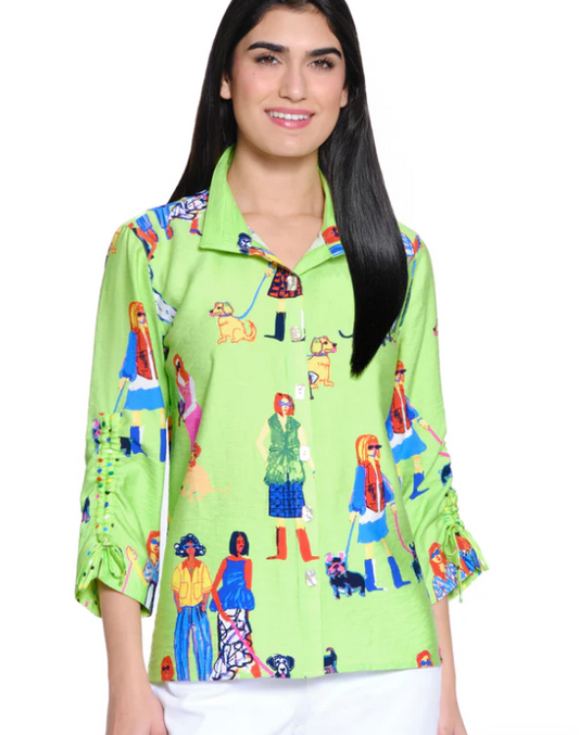 Lime Green Novelty Print Top