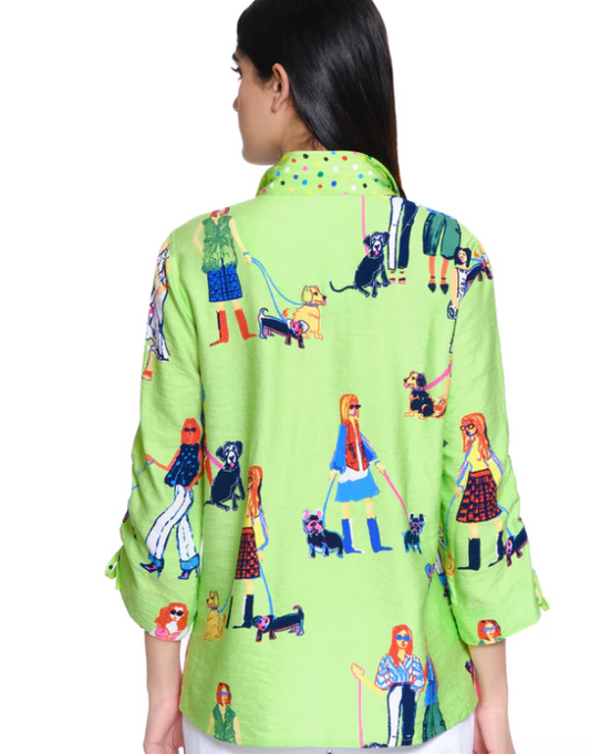 Lime Green Novelty Print Top