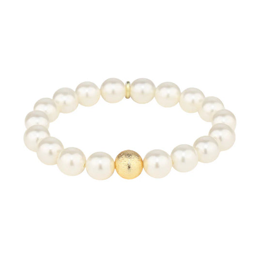 White Pearl Mala Beaded Bracelet