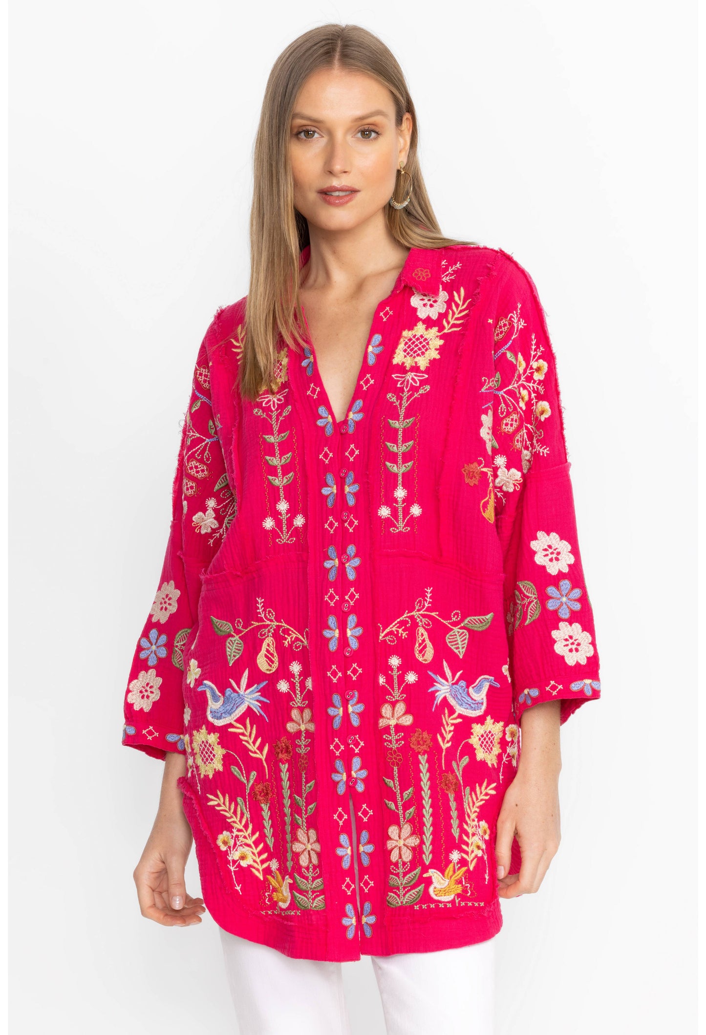 Pink Embroidered Felicity Tunic