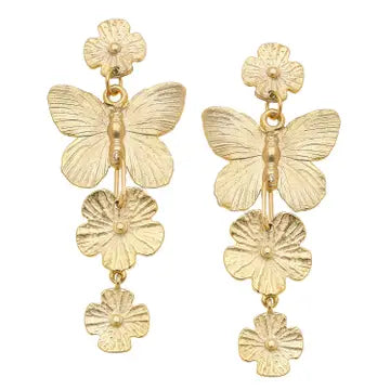 Butterfly + Flower Tier Earrings