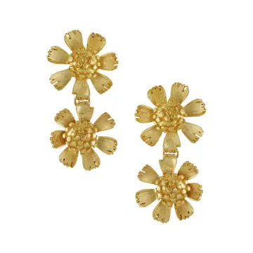 Gold Double Wild Flower Earrings