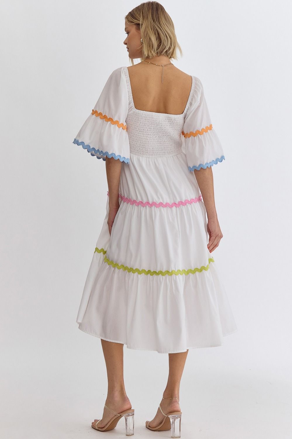 White Tiered Ric Rack Dress