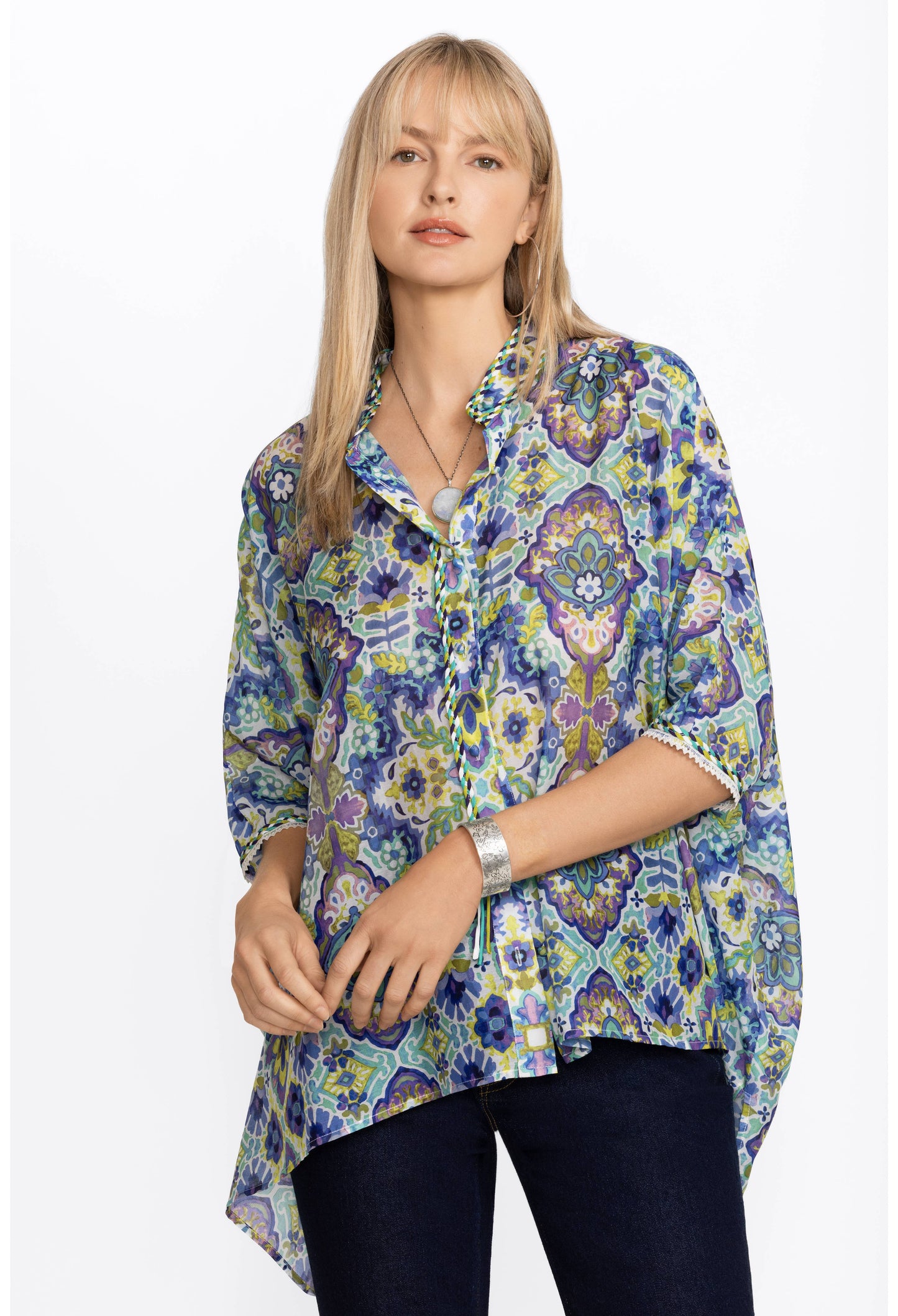 Silk Multicolor Kaleidoscope Blouse