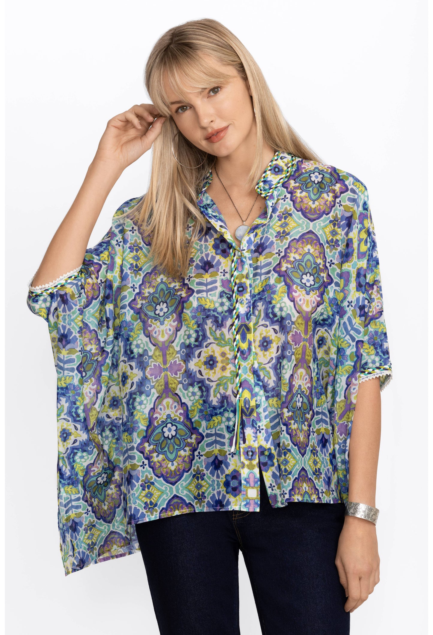 Silk Multicolor Kaleidoscope Blouse