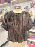 Brown Velvet Cinched Sleeve Top