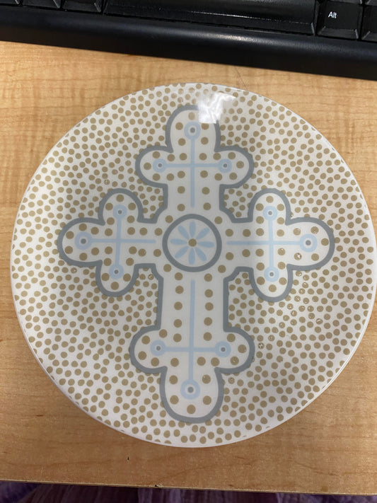 Neutral Cross Dessert Plate