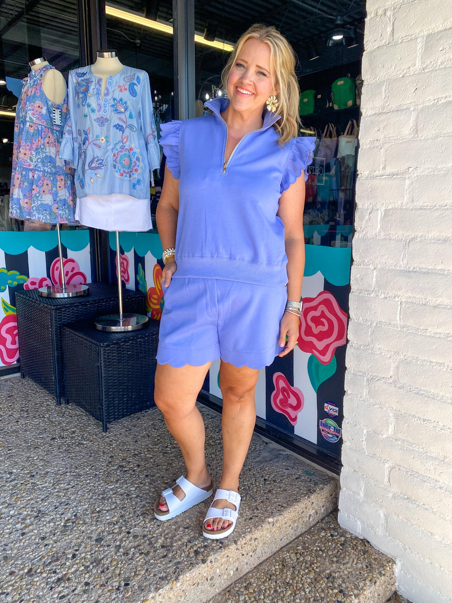 Peri Blue Scalloped Edge Short